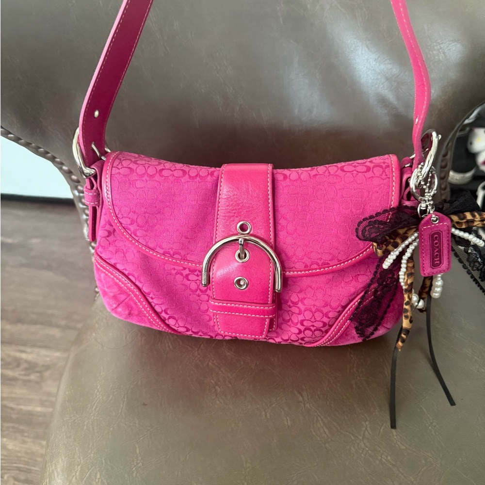 Coach Fuchsia Shoulder Bag with Charm